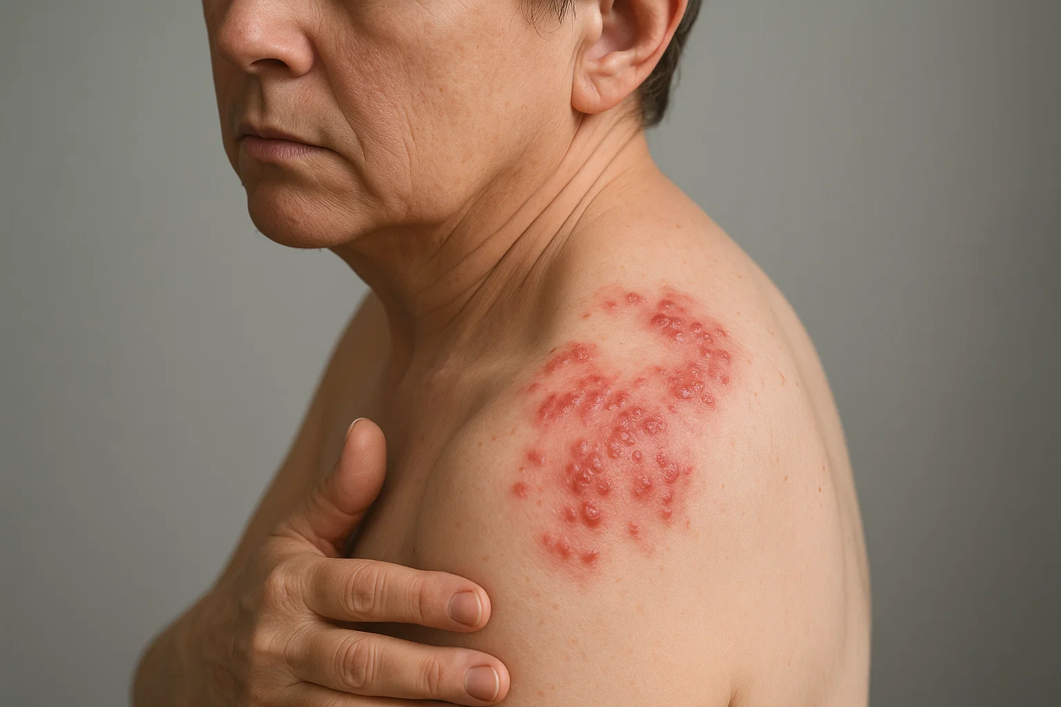 Imagem fictícia gerada por AI para representar a herpes zóster